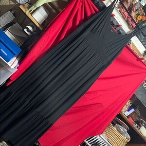 #245 size 2 torrid NWT Black tiered jersey Maxi Dress with V-Neck